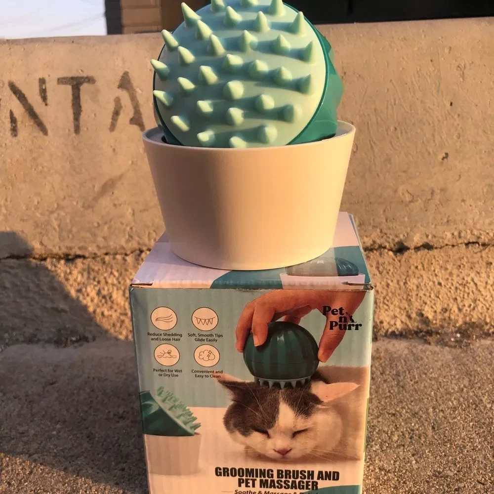 Cat Grooming Brush and Pet Massager - Reduce Shedding and Loose Hair
